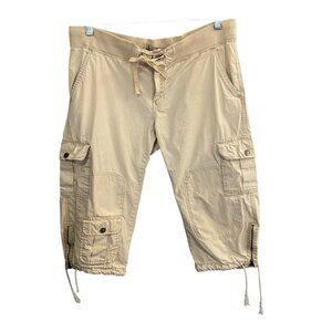 Vtg STEVE & BARRY'S Women Capri Cargo Pants Sz 14 Tan Versatile Outdoors 78-7